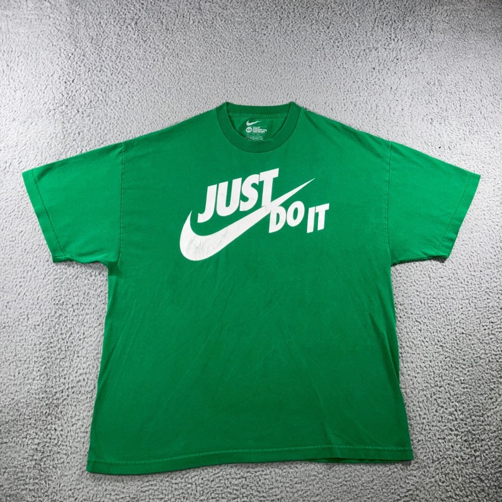 Nike Graphic Tee Men XXL Green Just Do It Swoosh Logo S/S Shirt Classic Retro